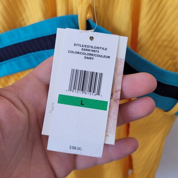 NEW Jessica Simpson One Piece Swimsuit Retro Vintage Style Yellow Daisy Large - Picture 7 of 7